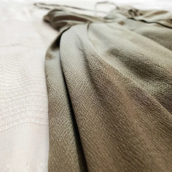 HELEN WANG VINTAGE BRIANNA SHIMMER OLIVE GREEN BRONZE SLEEVELESS MINI DRESS - Picture 7 of 8